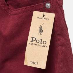 Pre Owned Polo Ralph Lauren Burgundy Denim Skinny Jeans S Waist 26"
