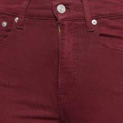 Pre Owned Polo Ralph Lauren Burgundy Denim Skinny Jeans S Waist 26"