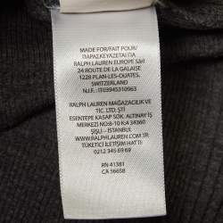 مملوكة مسبقًا Polo Ralph Lauren Grey Suede Trim Rib Knit Sweatshirt M