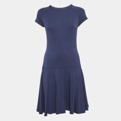 Pre Owned Polo Ralph Lauren Navy Blue Knit Mini Dress S