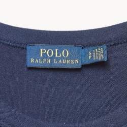 Pre Owned Polo Ralph Lauren Navy Blue Knit Mini Dress S