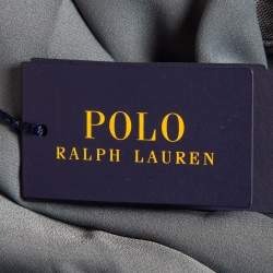 Pre Owned Polo Ralph Lauren Grey Sequin Embroidered Tulle Midi Skirt L