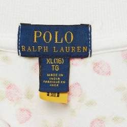 Polo Ralph Lauren White Strawberry Print Pique Cotton Playsuit XL