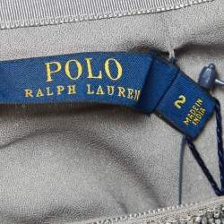 مملوكة مسبقًا تنورة ميني بولولو رالف لورين شيفون رمادي مع خرز مقاس صغير - سمول