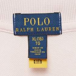 Pre Owned Polo Ralph Lauren Pink All Over Logo Cotton Pique T-Shirt Dress XL
