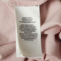 Pre Owned Polo Ralph Lauren Pink All Over Logo Cotton Pique T-Shirt Dress XL