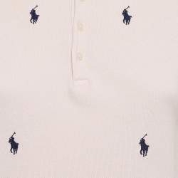 Pre Owned Polo Ralph Lauren Pink All Over Logo Cotton Pique T-Shirt Dress XL