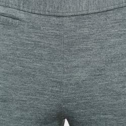 Pre Owned بنطال بولو رالف لورين صوف مزيج رمادي جيرسي سروال مقاس متوسط - ميديم