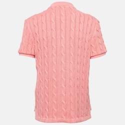 Pre Owned Polo Ralph Lauren Pink Cable Knit Polo T-Shirt XL