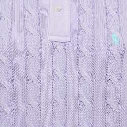Pre Owned Polo Ralph Lauren Light Purple Cable Knit Polo T-Shirt XL