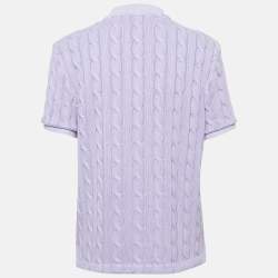 Pre Owned Polo Ralph Lauren Light Purple Cable Knit Polo T-Shirt XL