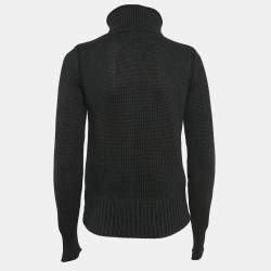 مملوكة مسبقًا Polo Ralph Lauren Black Cotton Logo Applique Zip-Up Cardigan S