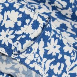 Pre Owned Polo Ralph Lauren Blue Floral Print Viscose Ruffled Midi Wrap Skirt M
