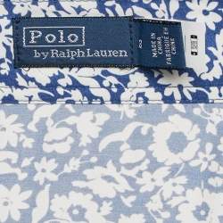 Pre Owned Polo Ralph Lauren Blue Floral Print Viscose Ruffled Midi Wrap Skirt M