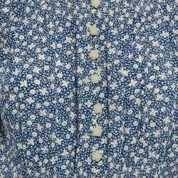 Pre Owned Polo Ralph Lauren Blue Floral Crepe Smocked Blouse M