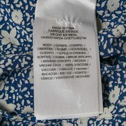 Pre Owned Polo Ralph Lauren Blue Floral Crepe Smocked Blouse M