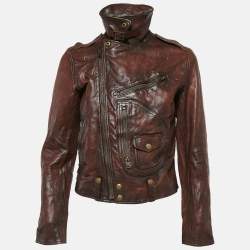 Polo Ralph Lauren Kids Brown Leather Zip-Up Jacket XL 18 Yrs