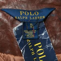 Polo Ralph Lauren Kids Brown Leather Zip-Up Jacket XL 18 Yrs