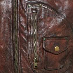 Polo Ralph Lauren Kids Brown Leather Zip-Up Jacket XL 18 Yrs