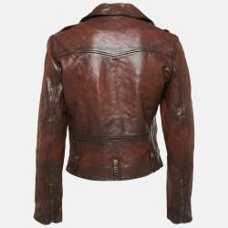 Polo Ralph Lauren Kids Brown Leather Zip-Up Jacket XL 18 Yrs