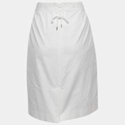 Pre Owned Polo Ralph Lauren White Cotton Lace-Up Pencil Skirt L