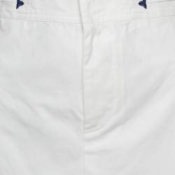 Pre Owned Polo Ralph Lauren White Cotton Lace-Up Pencil Skirt L