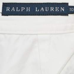 Pre Owned Polo Ralph Lauren White Cotton Lace-Up Pencil Skirt L