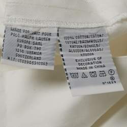 Pre Owned Polo Ralph Lauren White Cotton Lace-Up Pencil Skirt L