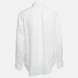 Pre Owned Polo Ralph Lauren White Linen Relaxed Fit Shirt S