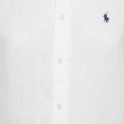 Pre Owned Polo Ralph Lauren White Linen Relaxed Fit Shirt S