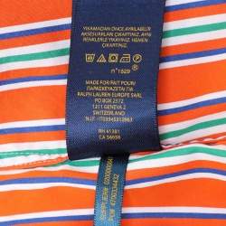 Pre Owned Polo Ralph Lauren Orange Stripe Cotton Long Sleeve Shirt L