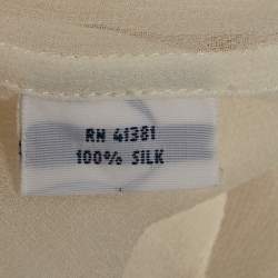 Pre Owned Polo Ralph Lauren Cream Sheer Silk Button Front Blouse S