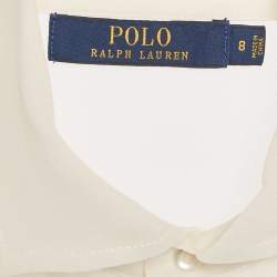 Pre Owned Polo Ralph Lauren Cream Sheer Silk Button Front Blouse S
