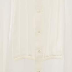 Pre Owned Polo Ralph Lauren Cream Sheer Silk Button Front Blouse S
