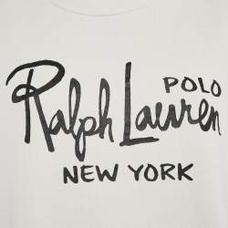 مملوكة مسبقًا Polo Ralph Lauren White Logo Print Cotton Crew Neck Sweatshirt XL