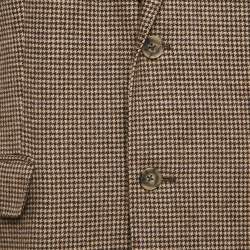 Pre Owned Polo Ralph Lauren Brown Houndstooth Wool Blend Single Breasted Blazer L