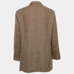 Pre Owned Polo Ralph Lauren Brown Houndstooth Wool Blend Single Breasted Blazer L