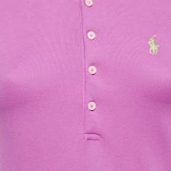 Polo Ralph Lauren Pink Stretch Mesh Cotton Polo T-Shirt S