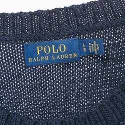 Pre Owned Polo Ralph Lauren Blue Bear Intarsia Cotton Knit Sweater L 