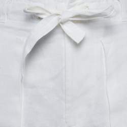مملوكة مسبقًا Polo Ralph Lauren White Linen Tie-Up Detail Shorts M