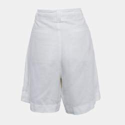 مملوكة مسبقًا Polo Ralph Lauren White Linen Tie-Up Detail Shorts M