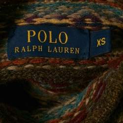 Polo Ralph Lauren Dark Red Patterned Wool Knit High Neck Sweater XS