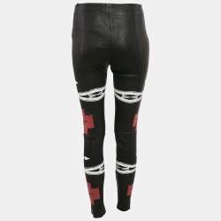 Polo Ralph Lauren Black Printed Leather Pants S