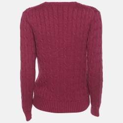 Polo Ralph Lauren Purple Cotton Knit Full Sleeve Sweater S