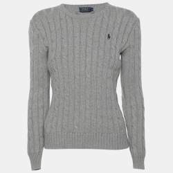 Polo Ralph Lauren Grey Cotton Knit Full Sleeve Sweater S
