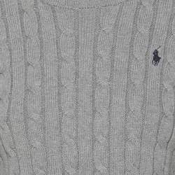Polo Ralph Lauren Grey Cotton Knit Full Sleeve Sweater S