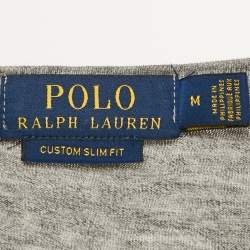 Pre Owned Polo Ralph Lauren Grey Teddy Print Jersey T-Shirt M