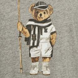 Pre Owned Polo Ralph Lauren Grey Teddy Print Jersey T-Shirt M