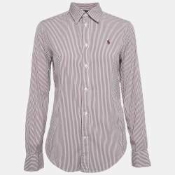 Polo Ralph Lauren Burgundy Stripe Cotton Button Front Shirt M