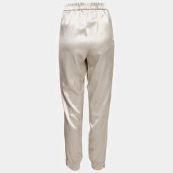 Pre Owned Polo Ralph Lauren Grey Satin Jogger Pants M
